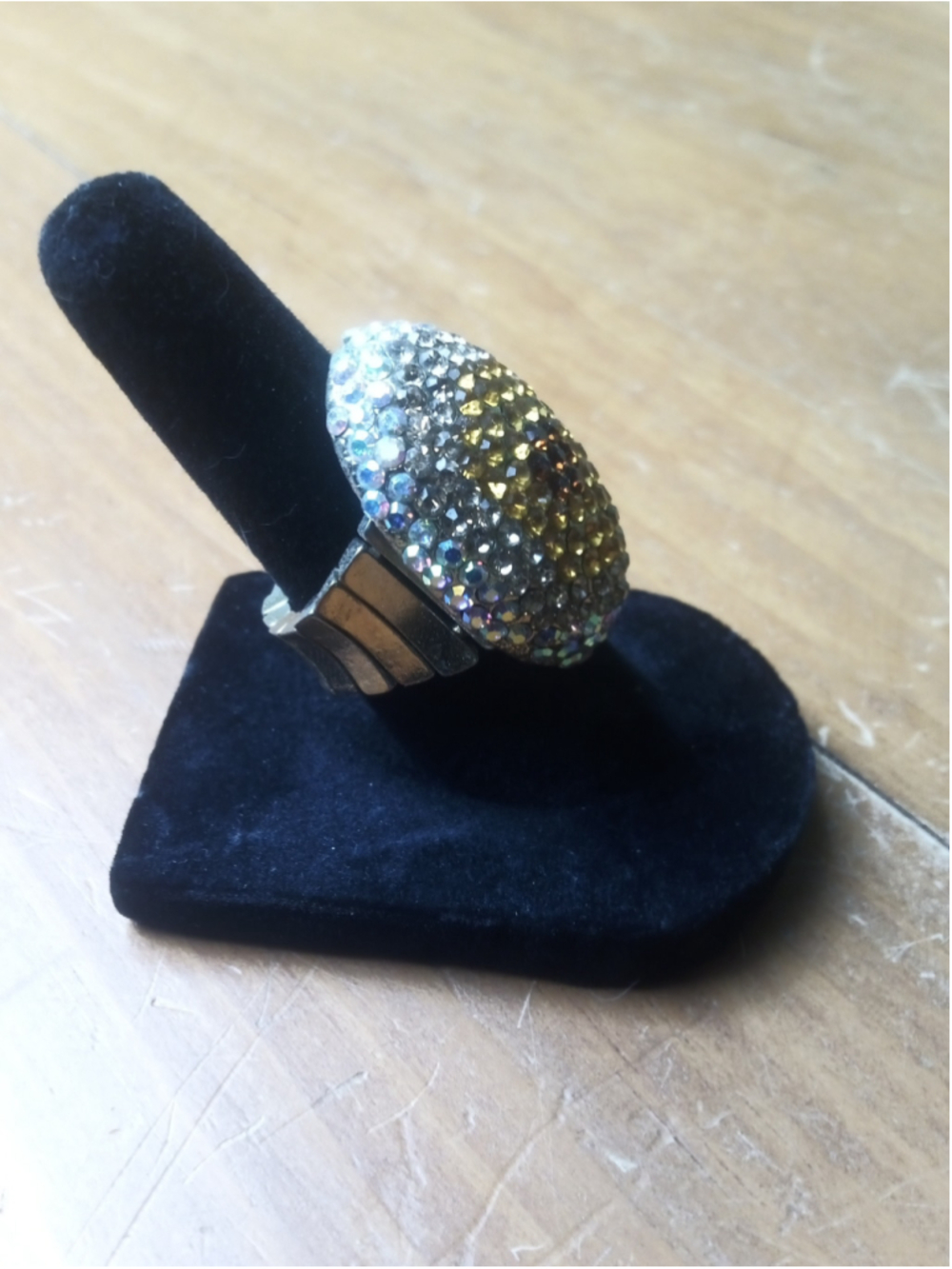 Unbranded Ring Silver Gold Rhinestone Sunflower Statement One Size - Picture 2 of 5